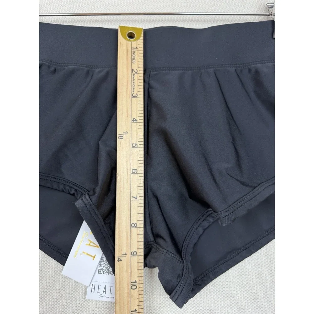 NEW‎ Heat Swimwear Women's Black Shorts Small 962-1818B Mid-Rise Beach Surf